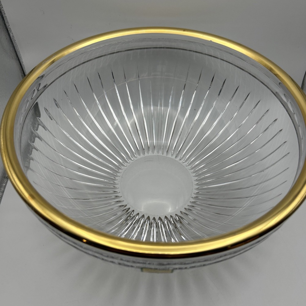 Stunning Marquis By Waterford  8 1/4" Gold Rimmed Crystal Bowl With Sticker
